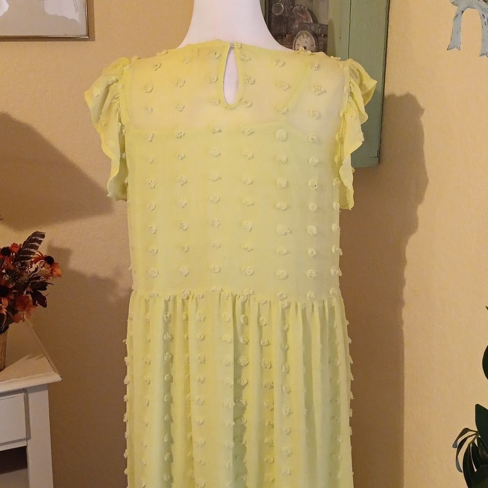 SO Highliter Yellow PUFF Ball Sheer Dress. Soft Girl, Cottagecore,  Whimsy - Picture 7 of 13